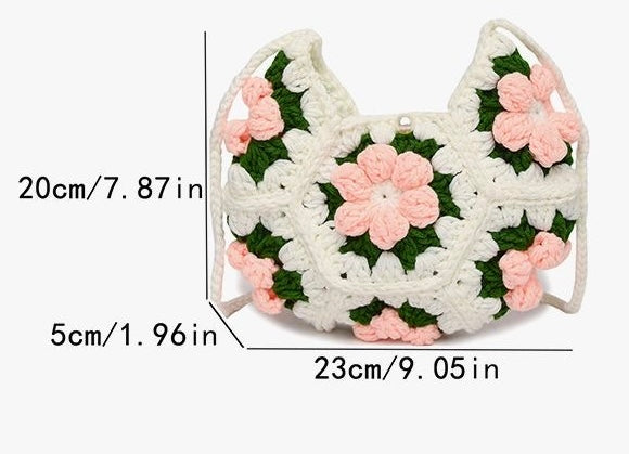 Handmade Crochet Flower Crossbody Bag – Finished Product