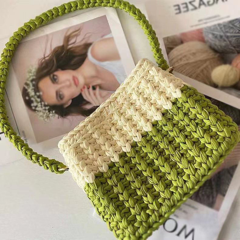 Handmade Tweed-Style T-Shirt Yarn Bag – Mini Crossbody in Chanel-Inspired Design