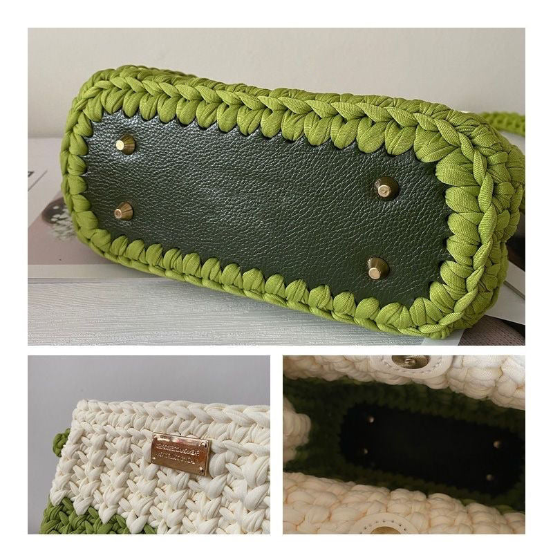 Handmade Tweed-Style T-Shirt Yarn Bag – Mini Crossbody in Chanel-Inspired Design