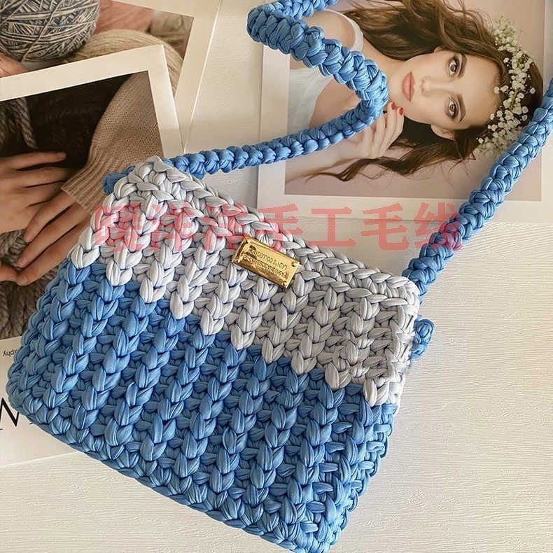 Handmade Tweed-Style T-Shirt Yarn Bag – Mini Crossbody in Chanel-Inspired Design