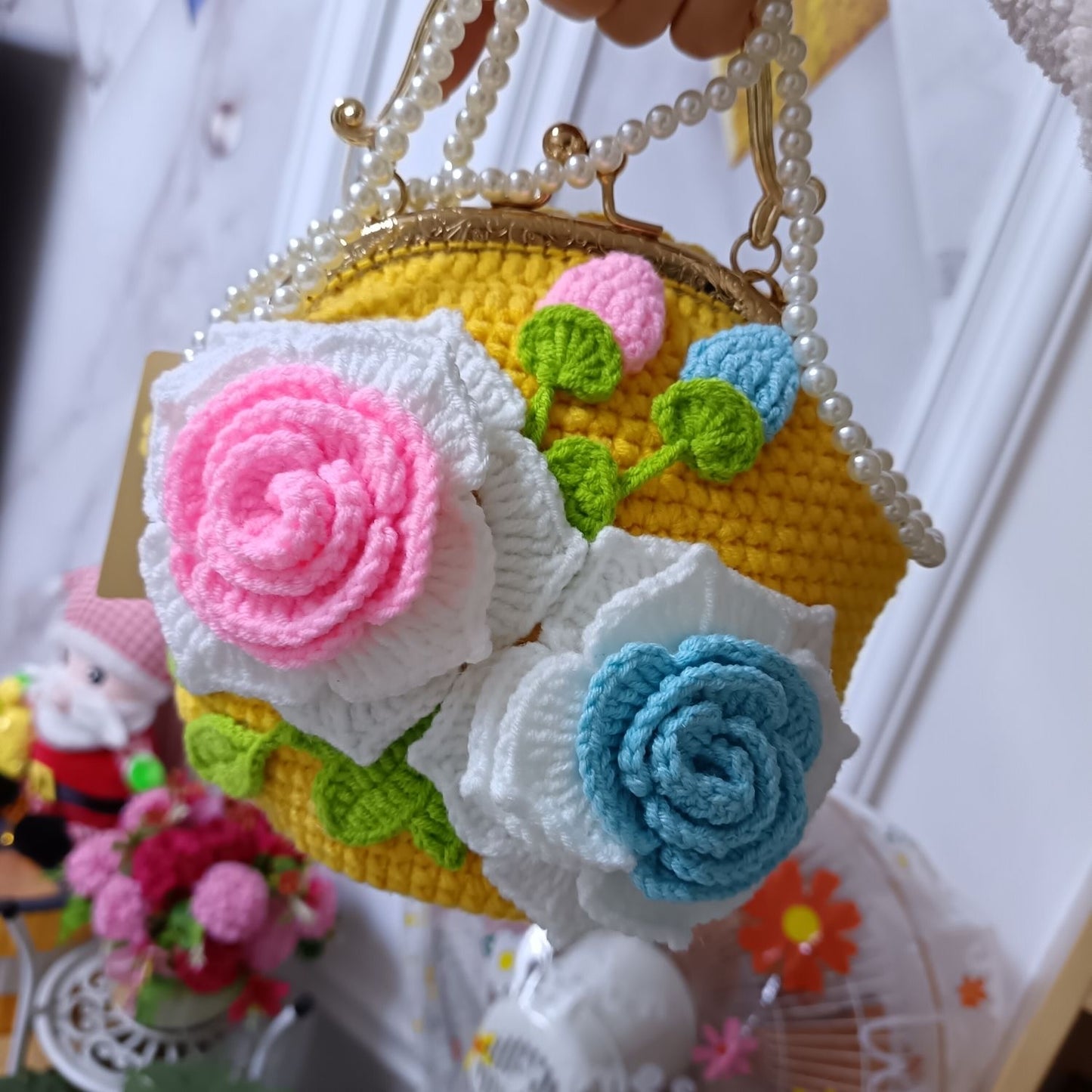 Handmade Floral Crochet Purse – Ready-Made DIY Bag with 3D Flowers