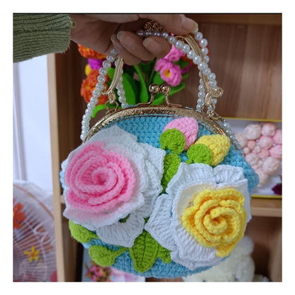 Handmade Floral Crochet Purse – Ready-Made DIY Bag with 3D Flowers