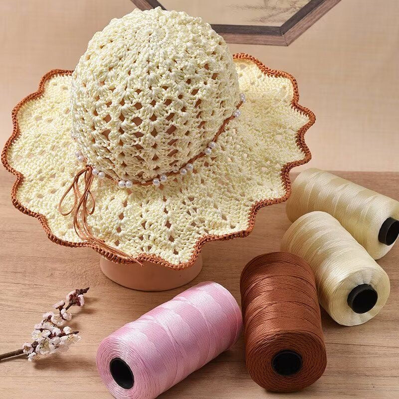 Mercerized Cotton-Linen Flat Yarn 250g – 2.5mm Glossy Cord for Crochet Bags, Hats, Cushions | Free Crochet Tools