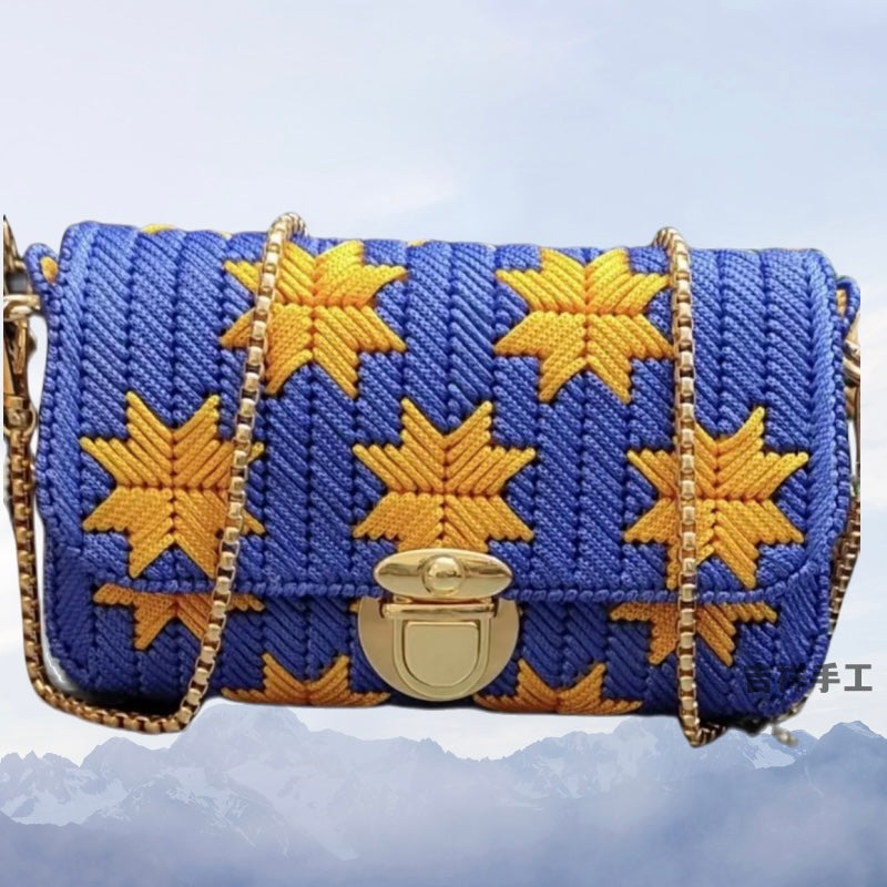 DIY Crochet Kit – 3D Floral Crossbody Bag with Ice Silk Yarn & Full Accessories