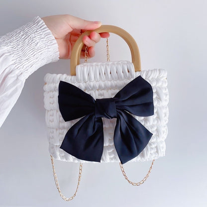 Handmade Crochet Bow Bag – Ready-Made Purse with Optional DIY Kit (Multiple Colors)
