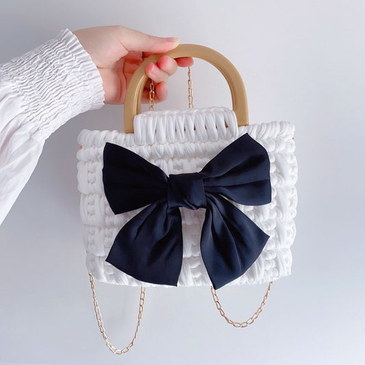 Handmade Crochet Bow Bag – Ready-Made Purse with Optional DIY Kit (Multiple Colors)