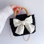 Handmade Crochet Bow Bag – Ready-Made Purse with Optional DIY Kit (Multiple Colors)