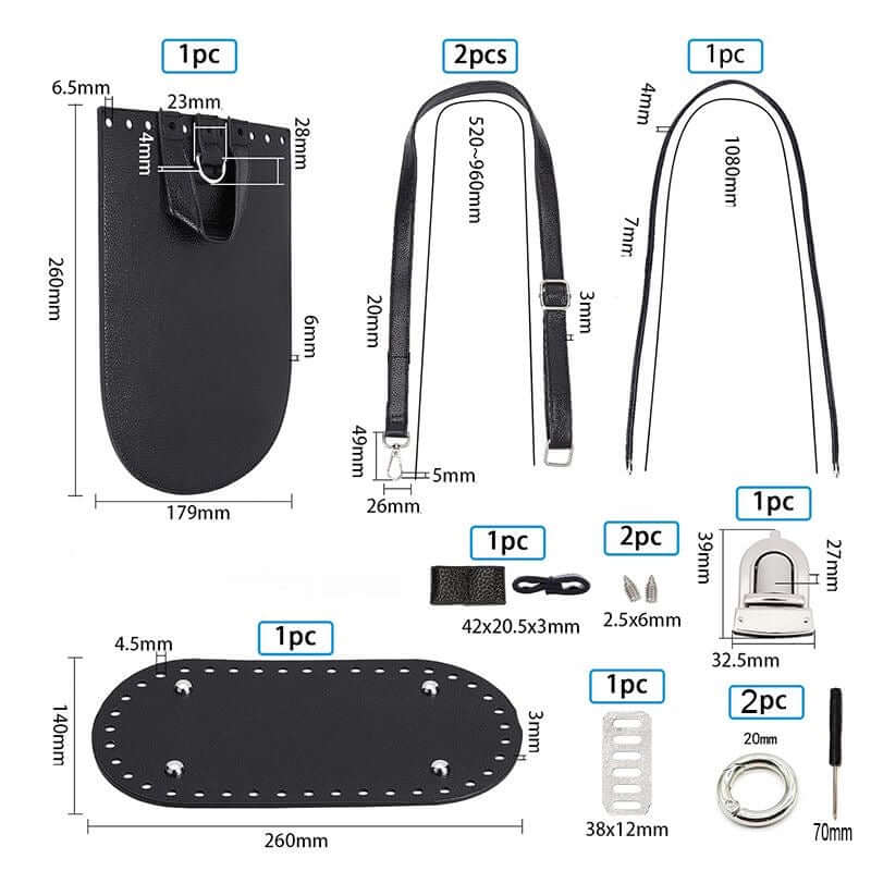 DIY Backpack Leather Base & Flap 7-Piece Set