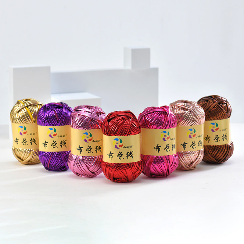 100g Metallic Shiny T-Shirt Yarn | 8CM Wide | Approx. 45M | DIY Yarn for Bags, Shoes & Hats