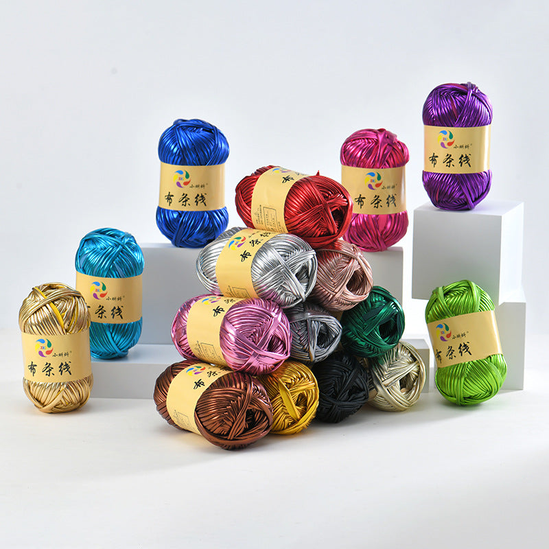 100g Metallic Shiny T-Shirt Yarn | 8CM Wide | Approx. 45M | DIY Yarn for Bags, Shoes & Hats