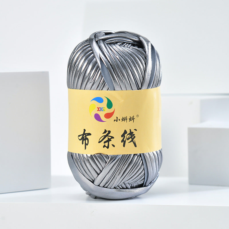 100g Metallic Shiny T-Shirt Yarn | 8CM Wide | Approx. 45M | DIY Yarn for Bags, Shoes & Hats