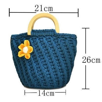 New Wheat Ear Flower Woven Bag DIY Kit (Not Finished Product) | Handmade Crochet Tote